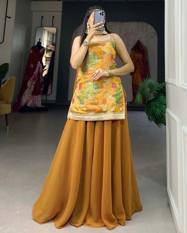 0.6_6ba7fb54-623e-408e-9b0c-e902d1d9edd8-1.jpg Mustard Color Jacquard Weaving Work Plazo Suit