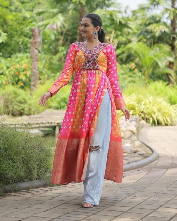 101_24cafb8e-0f8d-42c5-b883-956370ae9a30-1.jpg Yellow Pink Color Cotton Printed Navratri Kurti