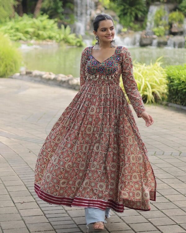 104_7c9a2860-c314-4a5a-a473-85507a3a5760-1.jpg Maroon Color Cotton Printed Navratri Kurti