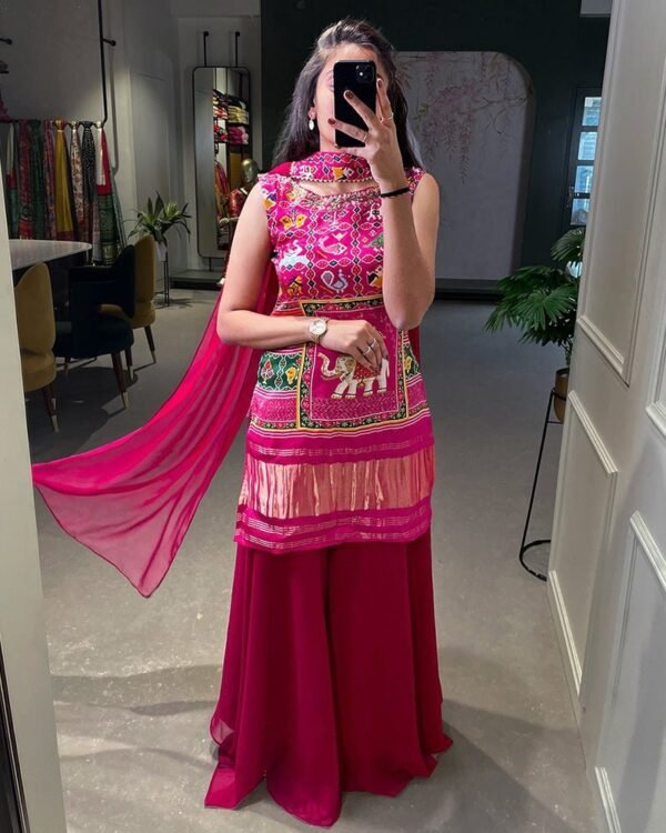 123_753c04a9-03d7-4e8b-b59d-1e50851247bd-1.jpg Rani Pink Color Gaji Silk Three Piece Sharara Suit