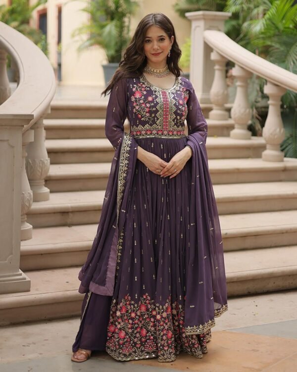 137_17a5dbf8-4849-4abe-9789-7f5fe3ab7eff-1.jpg Designer Lavender Color Three Piece Sharara Suit