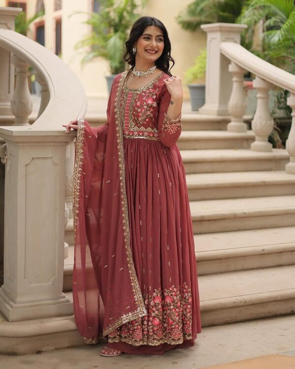 138_4890b797-cbbf-49f9-b221-672bf5ebb1e1-1.jpg Designer Peach Color Three Piece Sharara Suit