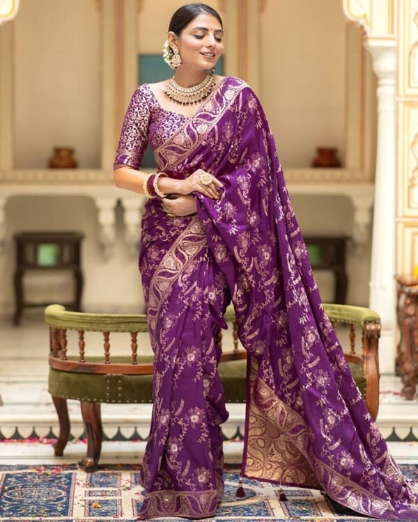 157_6d902bb8-e801-4f10-8d02-51444f682eef-1.jpg Purple Color Banarasi Jacquard Zari Weaving Saree