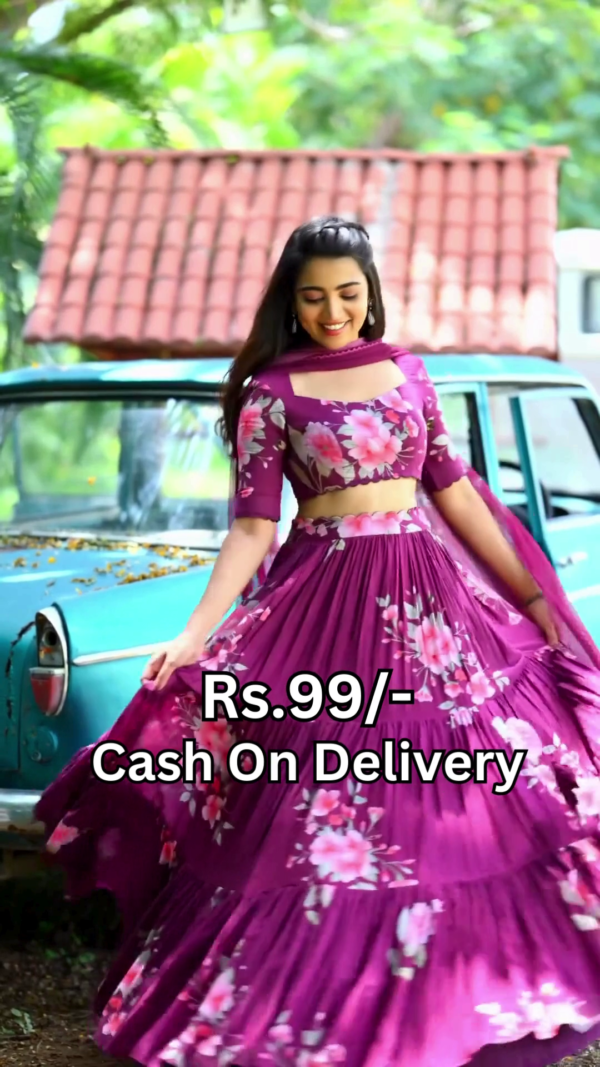 5001-1.png Blooming Magenta Floral Lehenga Choli Set