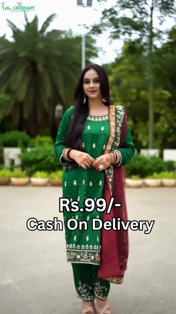 5002-1.png Emerald Heritage Silk Suit with Maroon Contrast