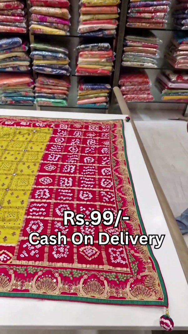 5003-2.png Heritage Crimson & Citrine Bandhani Dupatta