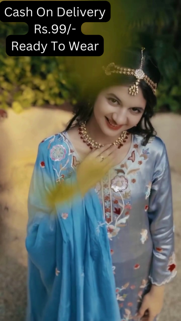 5008-1.png Celestial Blue Silk Sharara Set with Floral Artistry