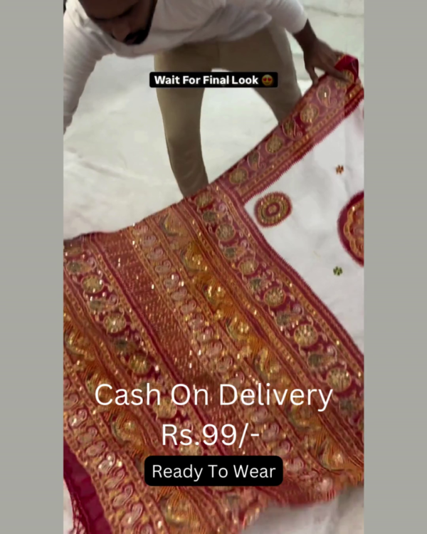 5011-1.png Heritage Ivory Saree with Crimson & Gold Zari Artistry