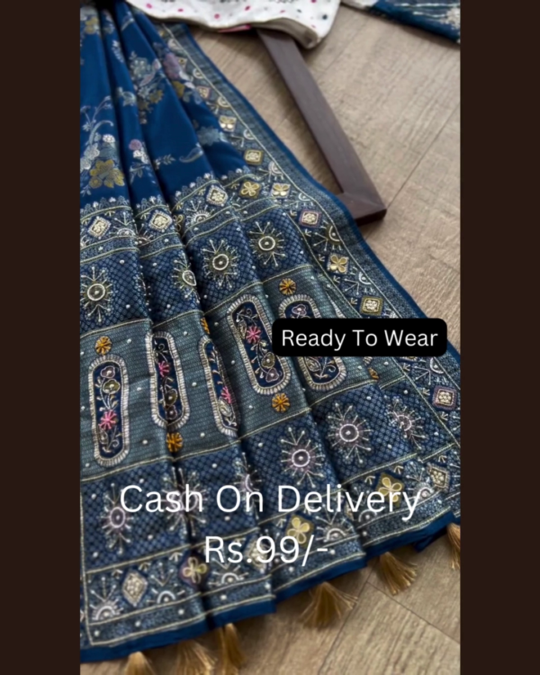 5013-1.png Royal Indigo Silk Saree with Sun-Motif Artistry