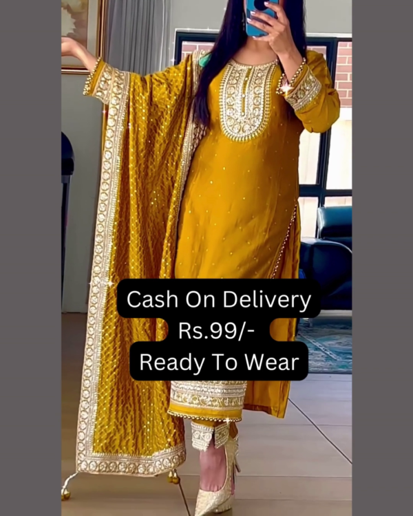 5019-1.png Sun-Drenched Mustard Silk Suit with Ornate Zardosi Borders