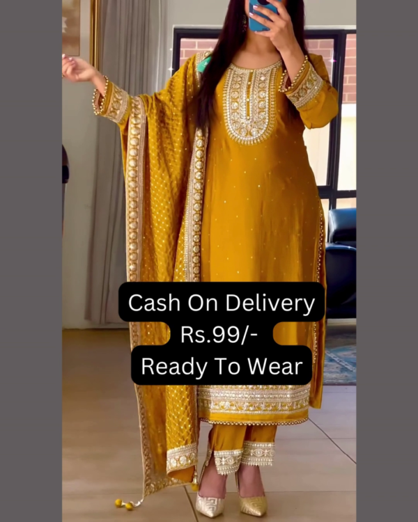 5019-2.png Sun-Drenched Mustard Silk Suit with Ornate Zardosi Borders