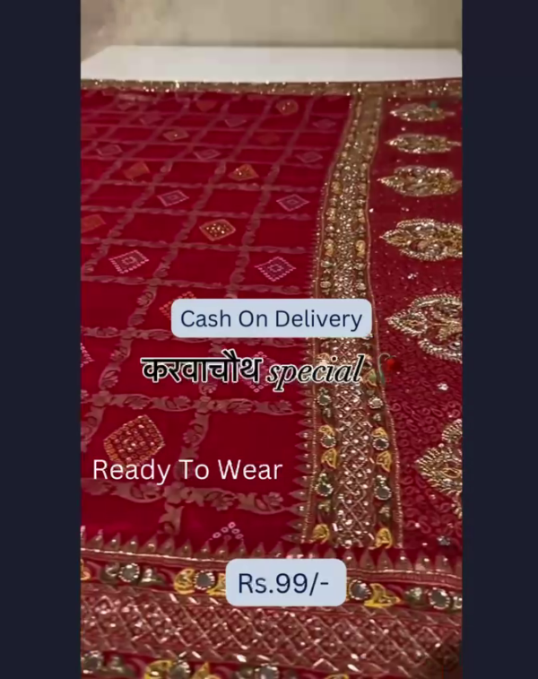 5023-1.png Karwa Chauth Special: Crimson Heritage Bandhani Saree