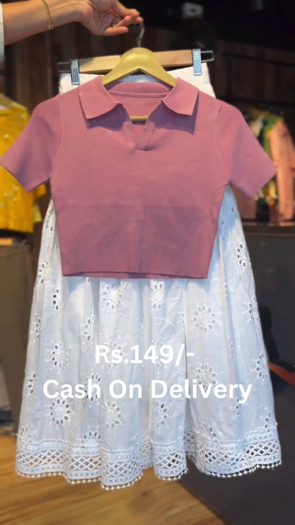 5026-1.png Casual Chic: Mauve Polo Crop Top & Eyelet Midi Skirt