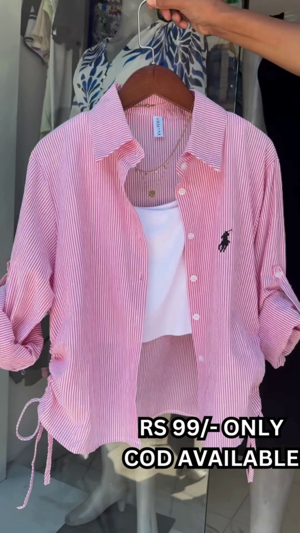 5032-1.png Casual Chic: Pink Striped Overlay with Cinch Detail
