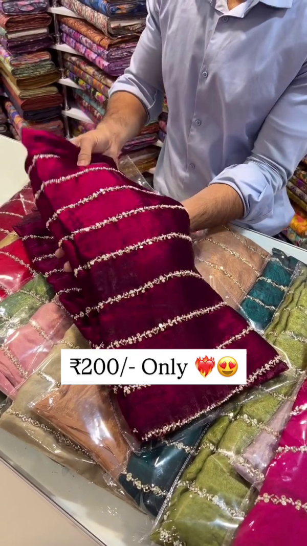 5033-1.png Opulent Wine Velvet Saree with Shimmering Lace Detailing