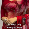 Crimson Bloom Chiffon Saree with Scalloped Gilded Border