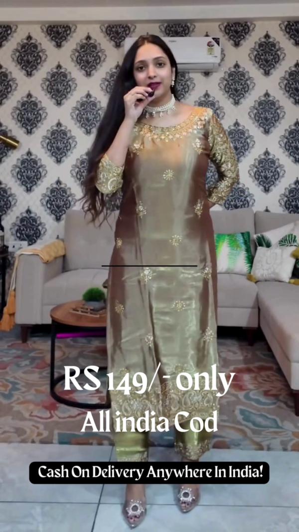 5042-1.png Golden Sage Silk Suit with Zardozi Embroidery