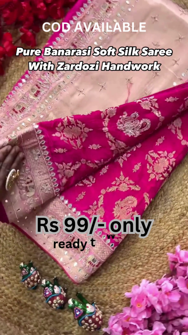 5048-2.png Heritage Splendor: Pure Banarasi Soft Silk Saree with Zardozi Work