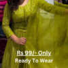 Olive Radiance: Embroidered Anarkali Suit Set