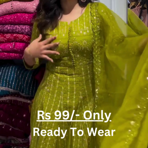 5050-2.png Olive Radiance: Embroidered Anarkali Suit Set