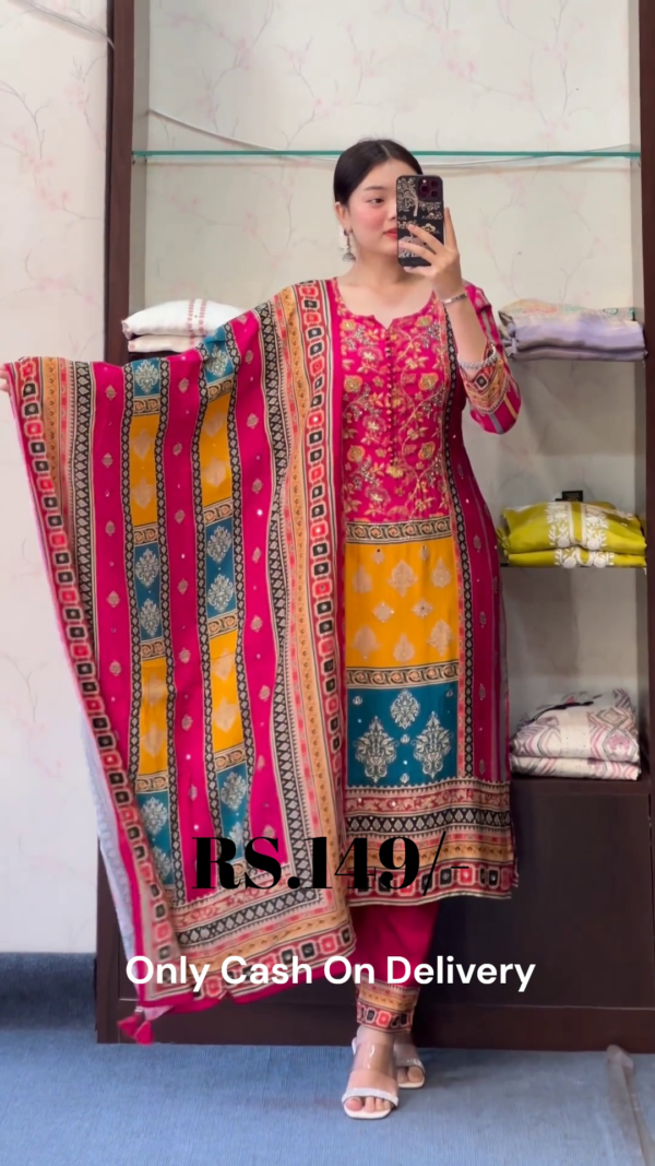 5054-1.png Royal Magenta Multi-Color Printed Suit Set