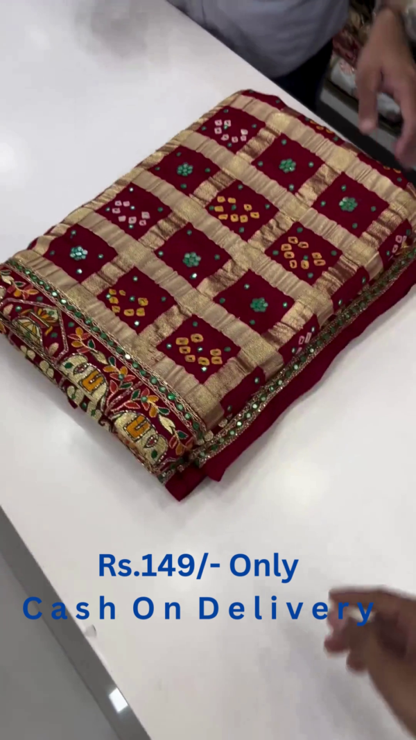 5060-1.png Heritage Maroon Bandhani Silk Saree