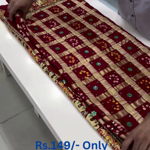 5060-2.png Heritage Maroon Bandhani Silk Saree