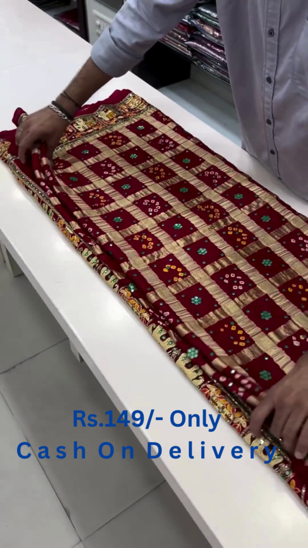 5060-2.png Heritage Maroon Bandhani Silk Saree