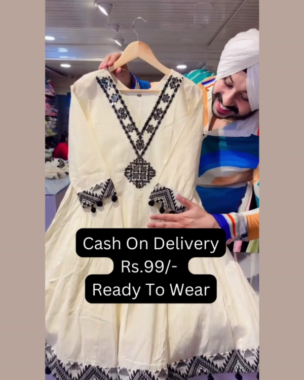5069-2.png Monochrome Elegance: Embroidered White Anarkali Set