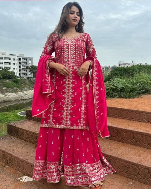 5_e351d796-6365-4834-8ea4-d3118f536ad8-1.jpg Rani Pink Color Faux Georgette Embroidered Sharara Suit